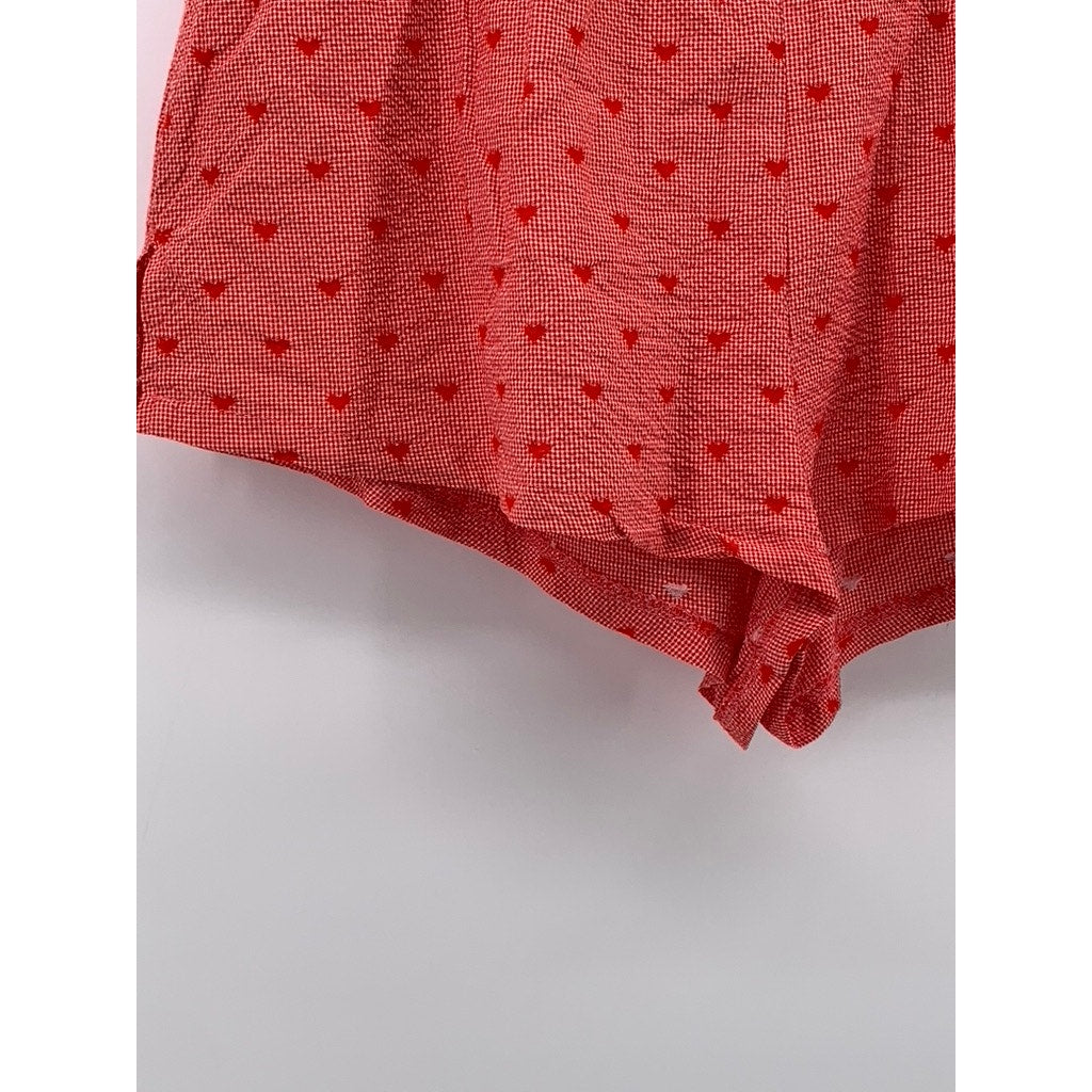 CIDER Women's Red Embroidered Heart Casual Pull-On Shorts SZ L(US8)
