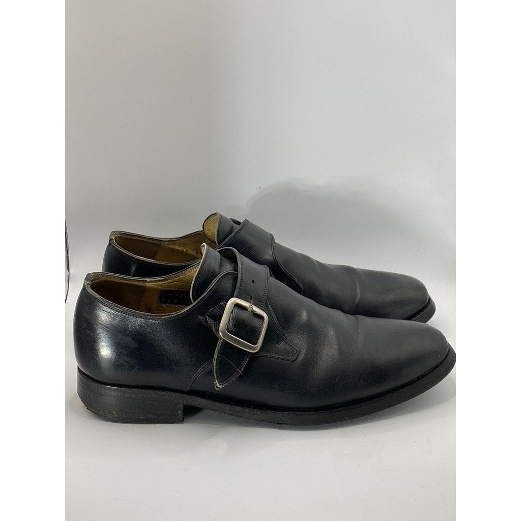BARNEYS NEW YORK Men's Vintage Black Leather Round-Toe Monk Strap Loafer 8.5