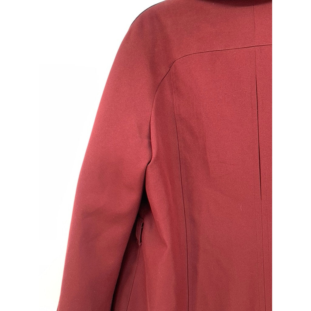 ILGWU Women's Vintage Burgundy Button-Up Notch Collar Wool-Blend Coat SZ L