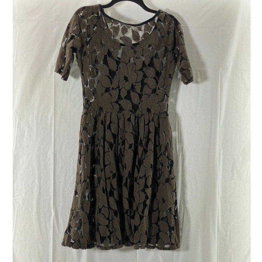 WESTON WEAR ANTHROPOLOGIE Women's Brown Unconditional Osier Lace Mini Dress SZ M