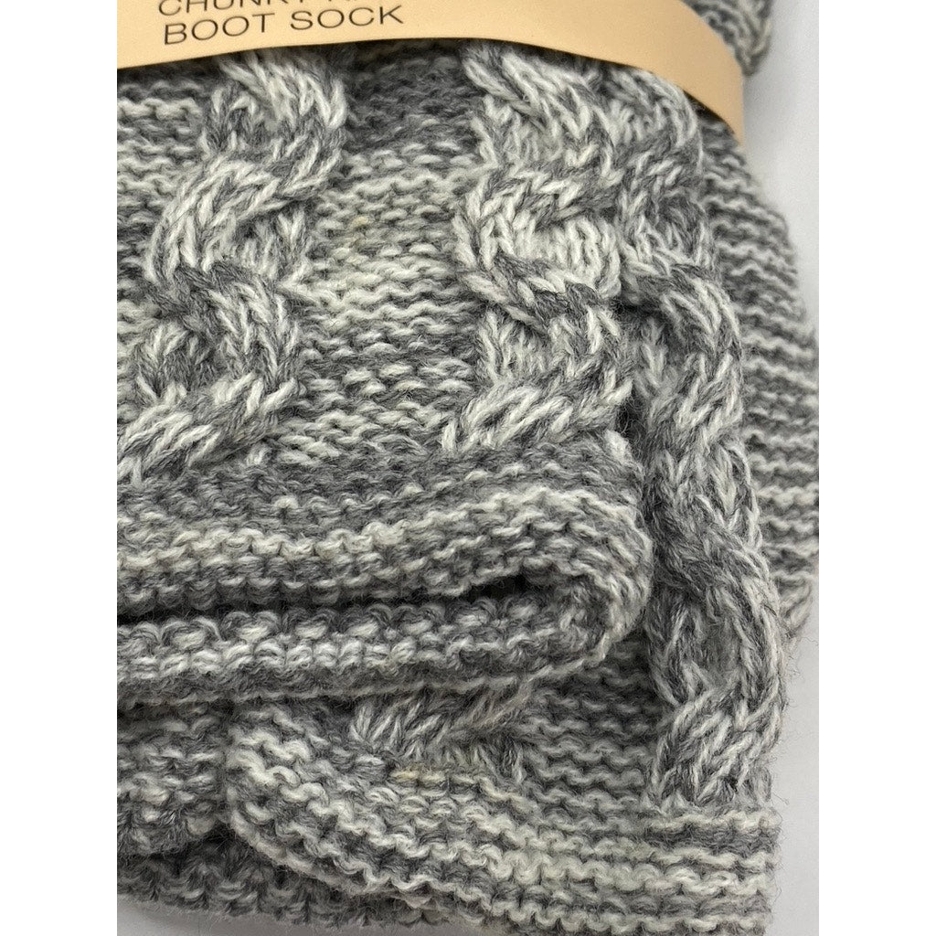 LEGMOGU'E Women's Heather Gray Rhythmic Chunky Knit Textured Boot Socks SZ OS