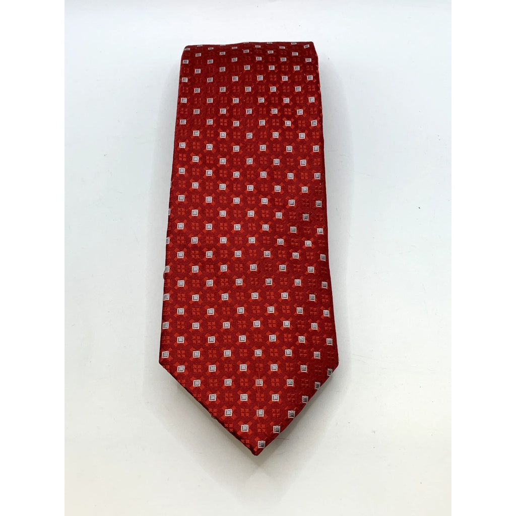 SEAN JOHN Men's Vintage 90's Red Geometric Square Silk Tie OS