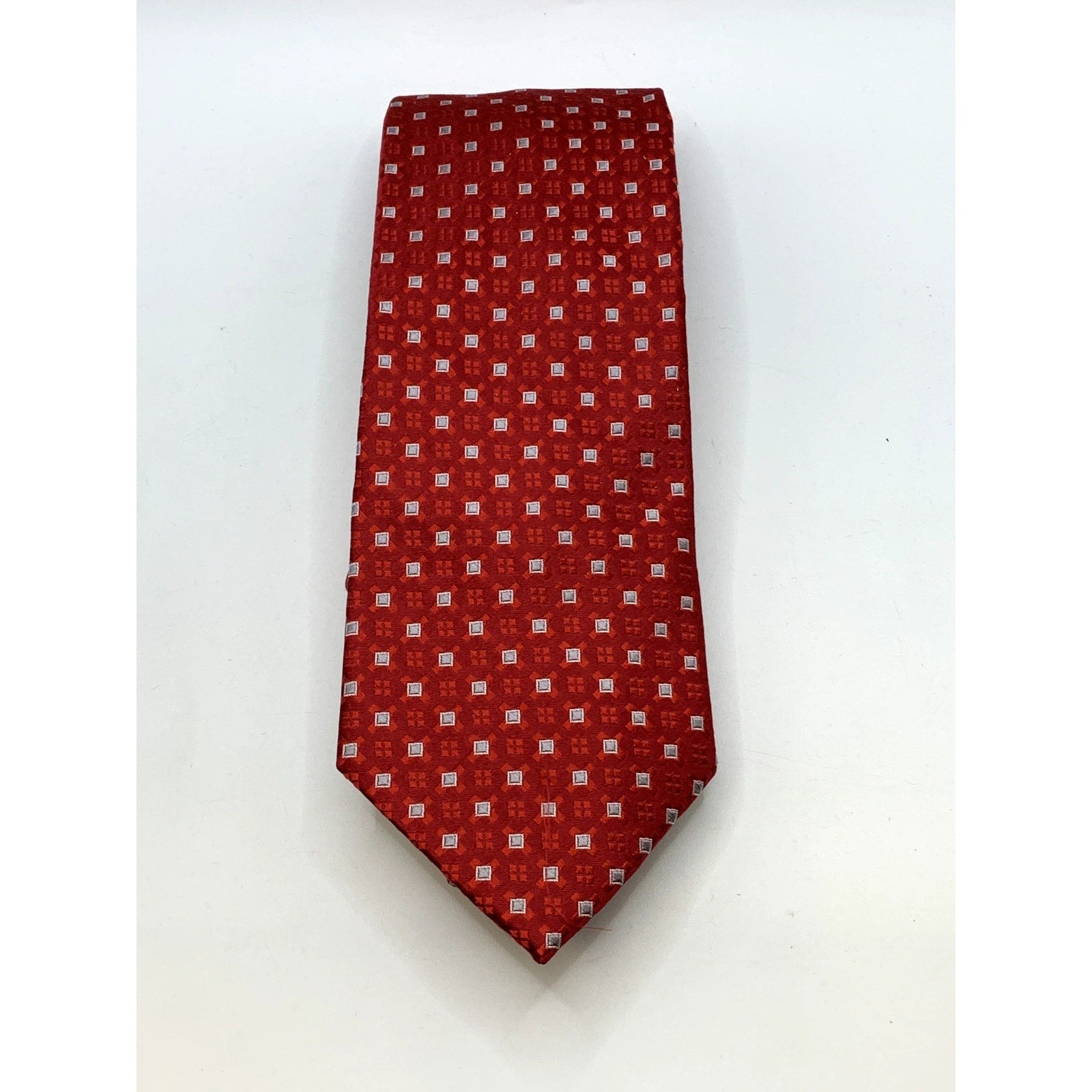 SEAN JOHN Men's Vintage 90's Red Geometric Square Silk Tie OS