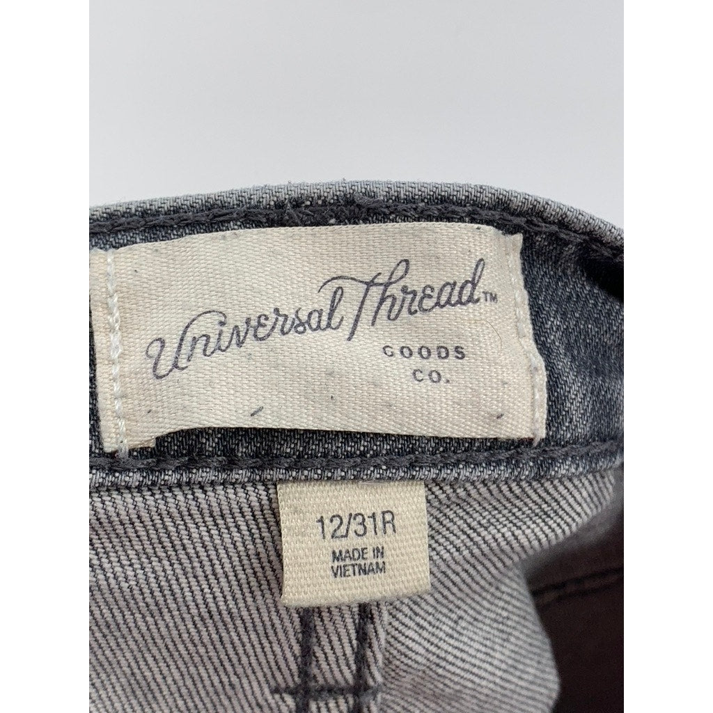 UNIVERSAL THREAD Women's Gray Vintage Straight Distressed Jeans SZ 12 / 31R