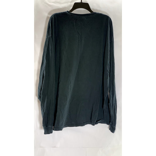 COMFORT COLORS Men's Black Faded Long Sleeve Graphic Long Sleeve Top SZ 3X