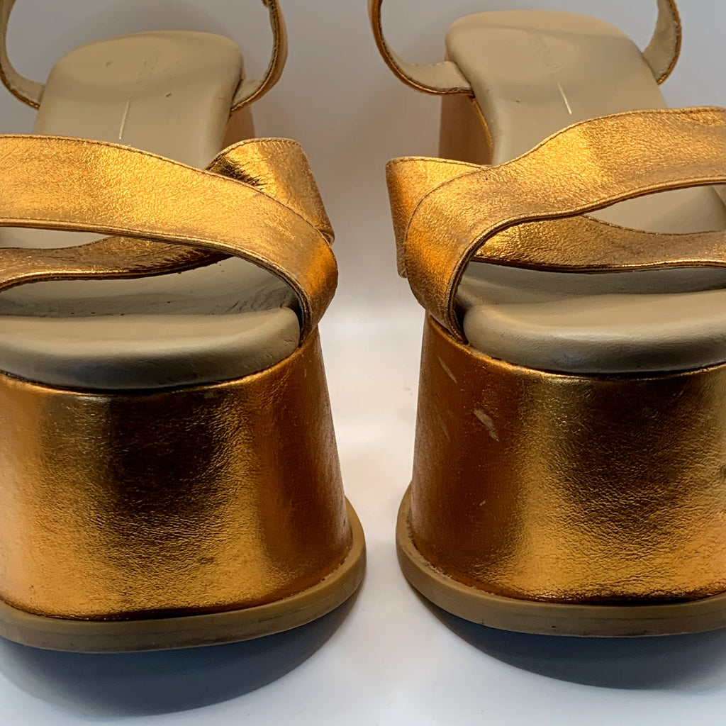 INTENTIONALLY Women's Orange Metallic John Platform Block-Heel Heels SZ 10.5