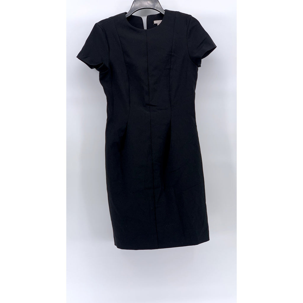 H&M Women's Black Crewneck Short Flutter Sleeves Sheath Knee Length Dress SZ S