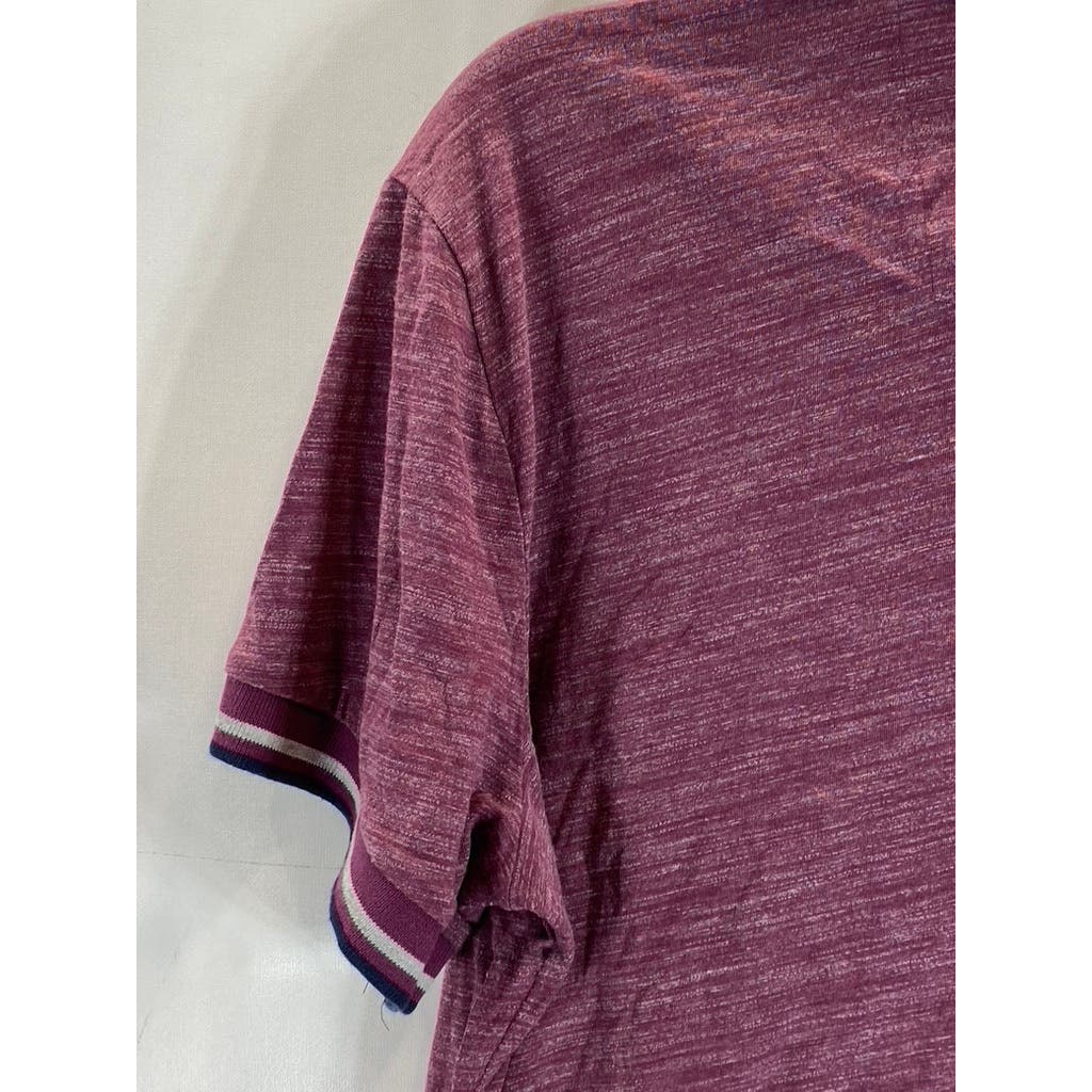 SAKS FIFTH AVENUE Men's Burgundy Cotton-Blend Short Sleeve Polo Shirt SZ XL