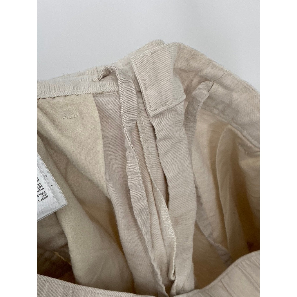 UNIQLO Women's Beige Cotton-Linen Blend Relaxed-Straight Fit Pant SZ S