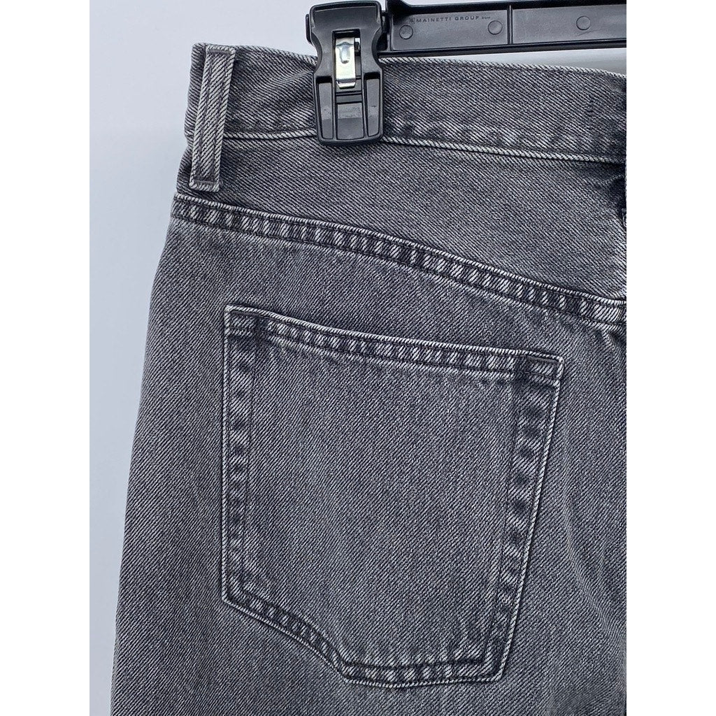 UNIQLO JEANS Women's Washed Black Denim Straight-Leg Wide Jeans SZ 27X31