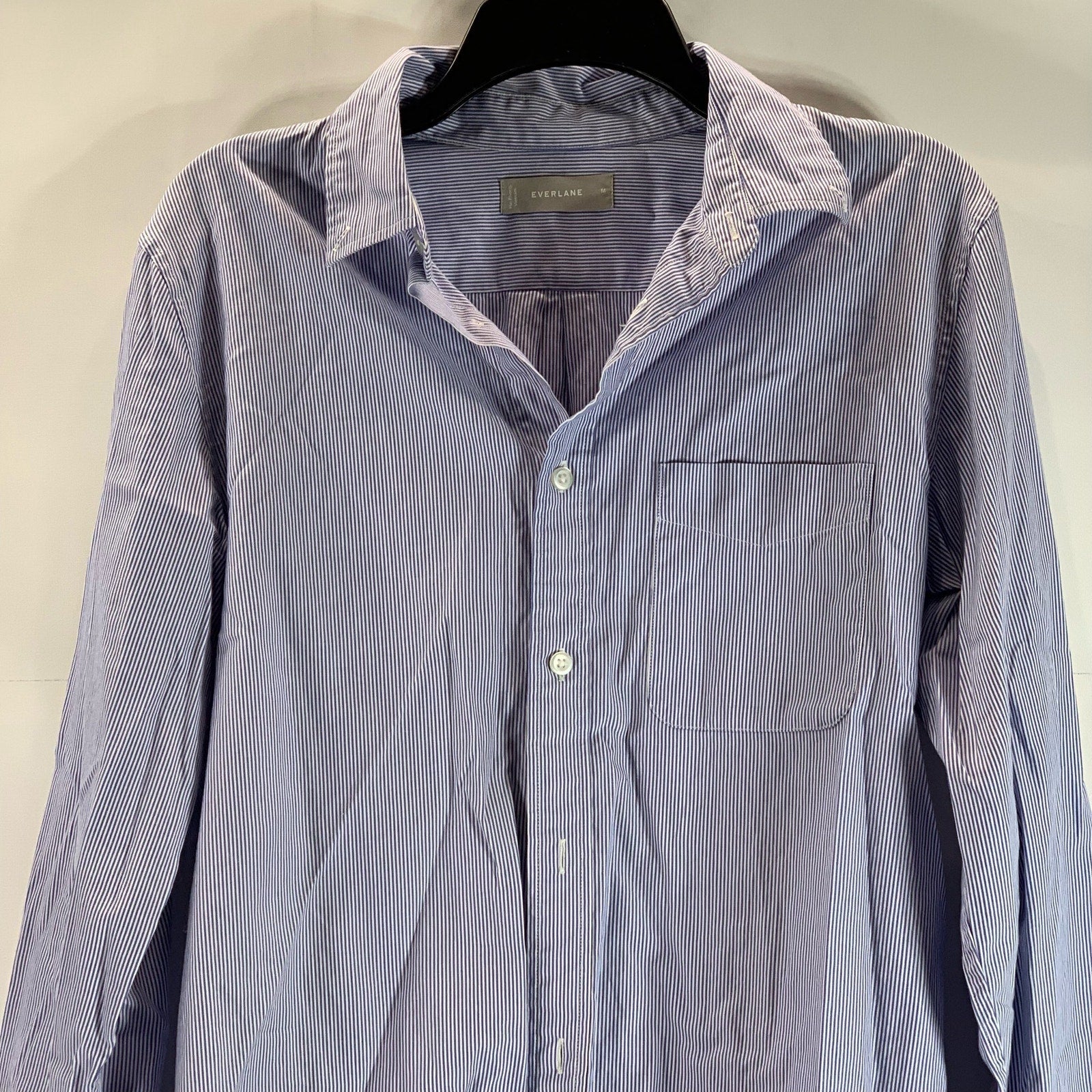 EVERLANE Men's Blue Striped Button-Up Long Sleeve Shirt SZ M