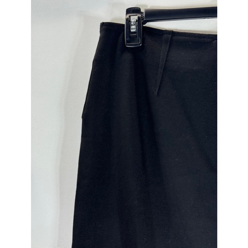 CABI Women's Black Solid Faux-Wrap Asymmetrical Hem Mini Skirt SZ 4