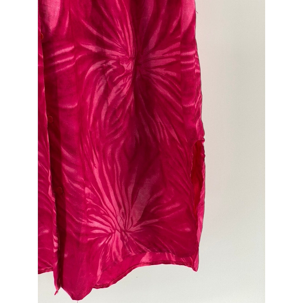 RIMA BEACHWORLD Women's Pink Tropical Floral Button-Up Cover-Up SZ OS
