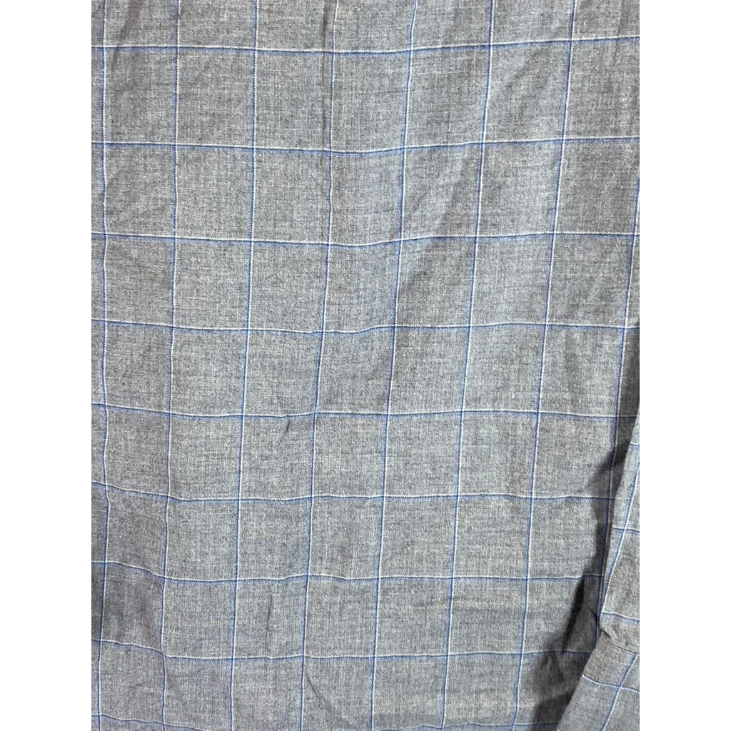 J.CREW Men's Gray Windowpane Slim-Fit Button-Down Long Sleeve Shirt SZ M