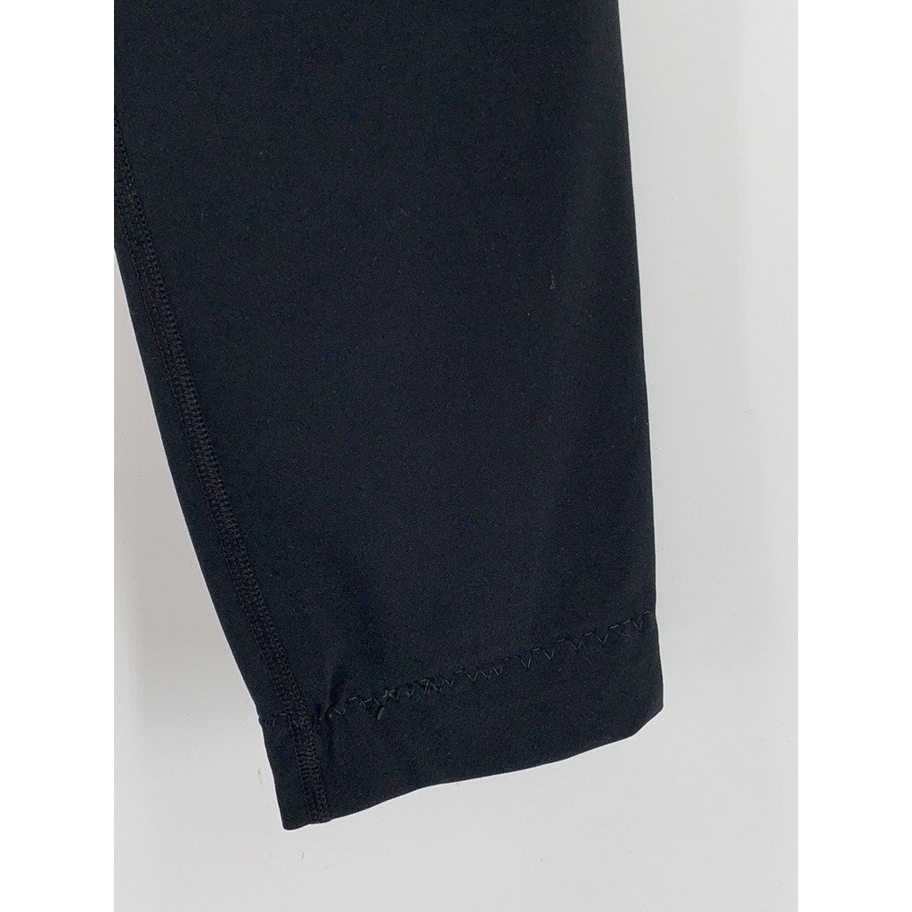 EXPCORE Women's Black-Teal Striped Cropped Leggings SZ S