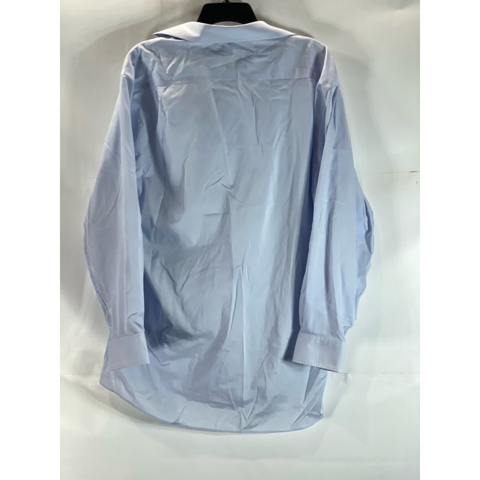 TOMMY HILFIGER Men's Light Blue TH Flex Supima Regular-Fit Stretch Shirt SZ 16