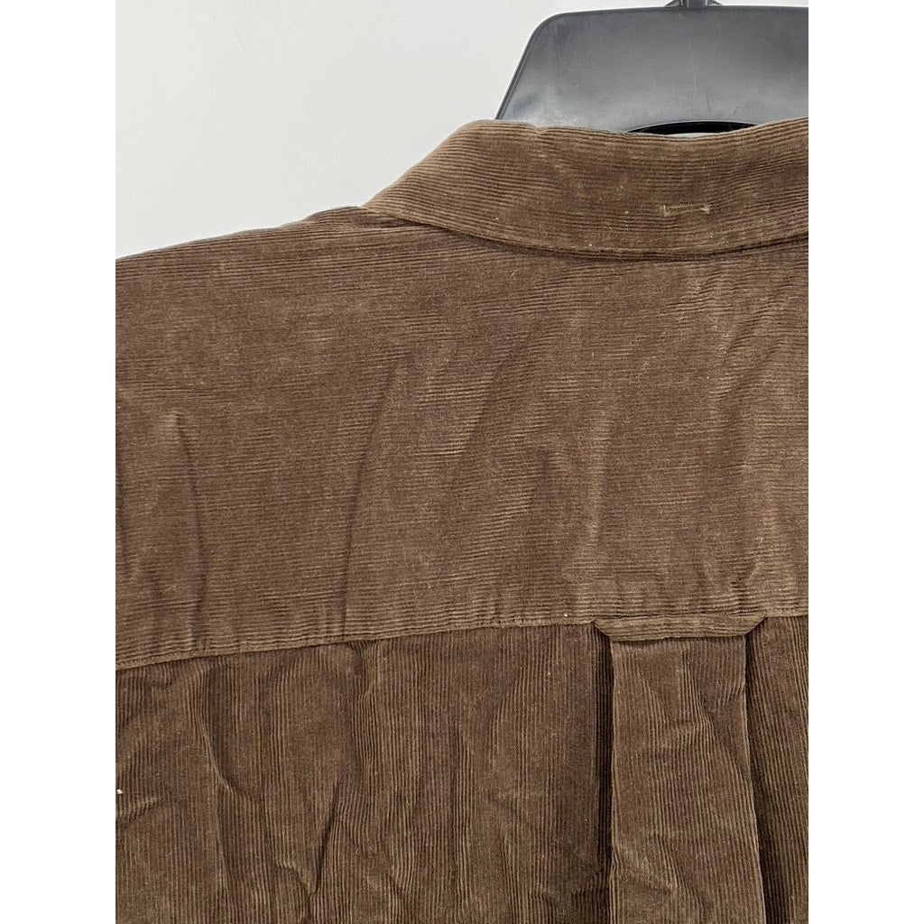 NORDSTROM Mens Button Down Chocolate Brown Corduroy Style SZ (L)
