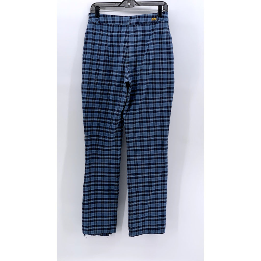 BLUE ASPHALT Women's Vintage Blue Plaid Straight-Leg Pants SZ M