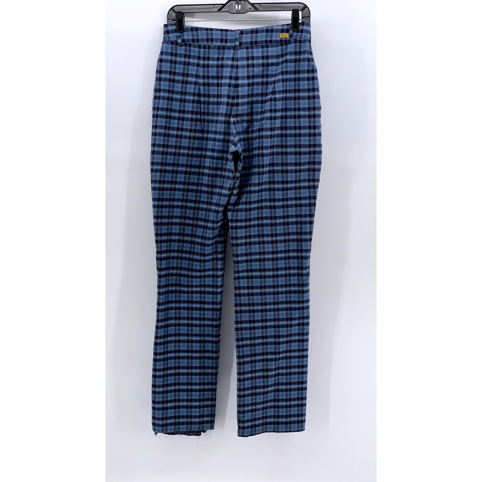 BLUE ASPHALT Women's Vintage Blue Plaid Straight-Leg Pants SZ M