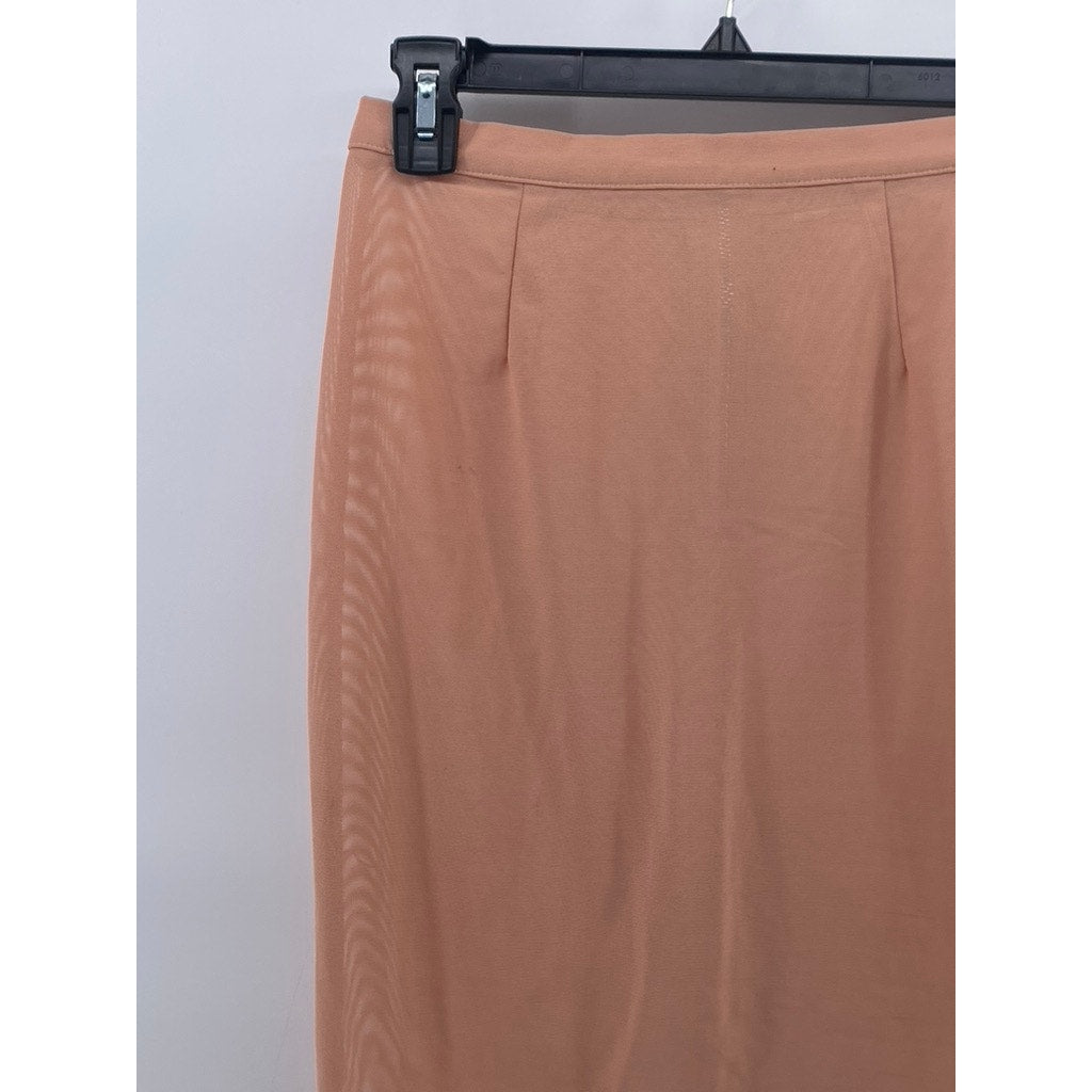 UNBRANDED Women's Salmon Pink Straight Back Zipper Knee-Length Skirt SZ S