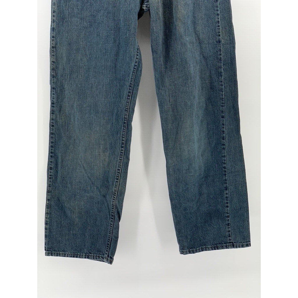 WRANGLER JEANS CO Men's Blue Denim Loose Fit Straight Leg Jeans SZ 34X32