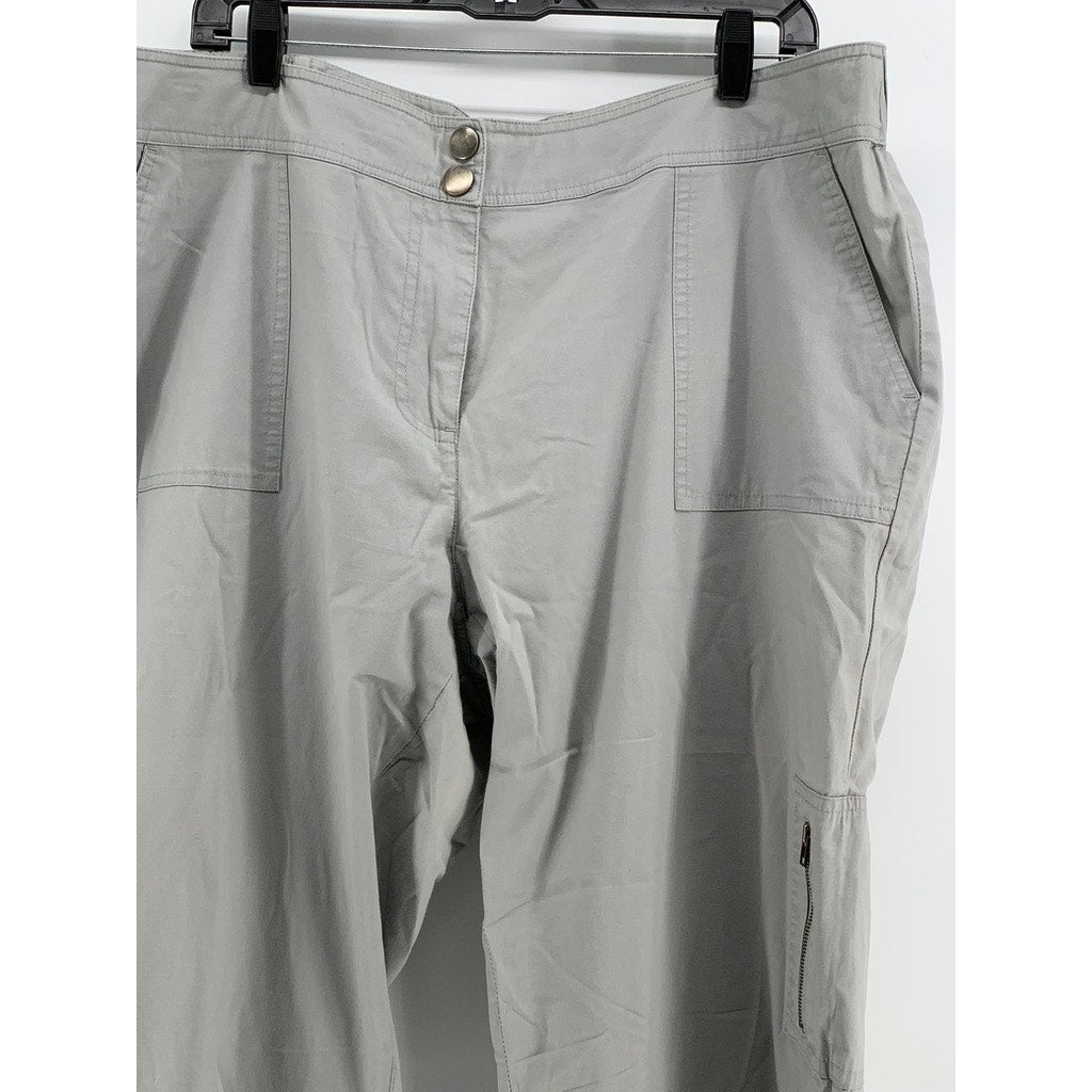 CHICO'S Women's Gray Solid Straight Leg Roll-Hem Pants SZ 3(XL)