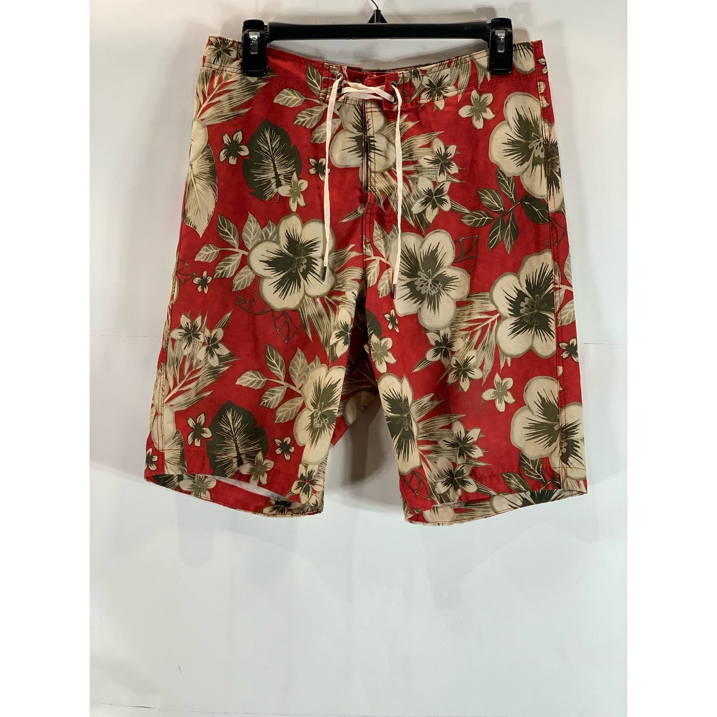 ABERCROMBIE & FITCH Men's Red Floral Tropical Pull-On Board Shorts SZ 29