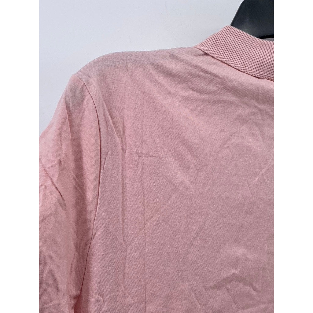 ASOS Men's Light Pink Organic Cotton Short Sleeve Polo Shirt SZ S