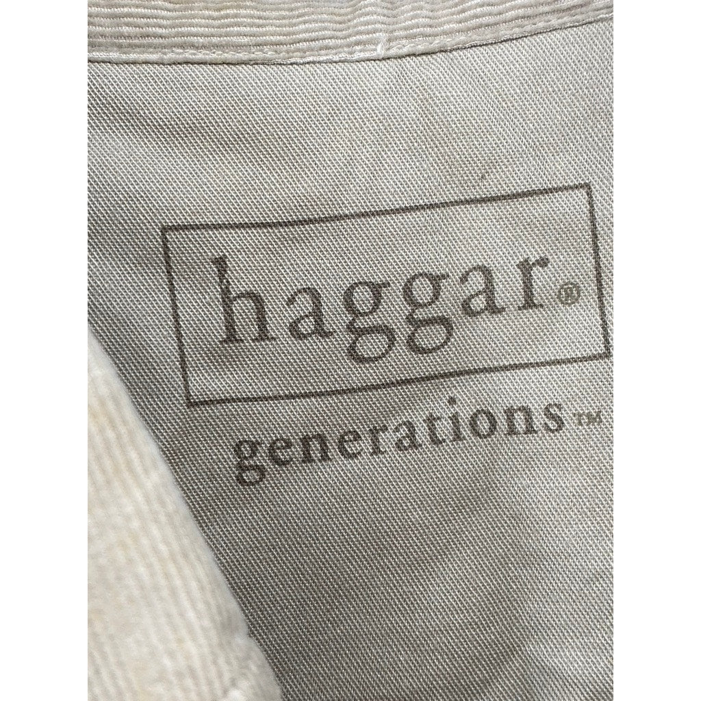 HAGGAR GENERATIONS Men's Beige Button Down SZ(LG)