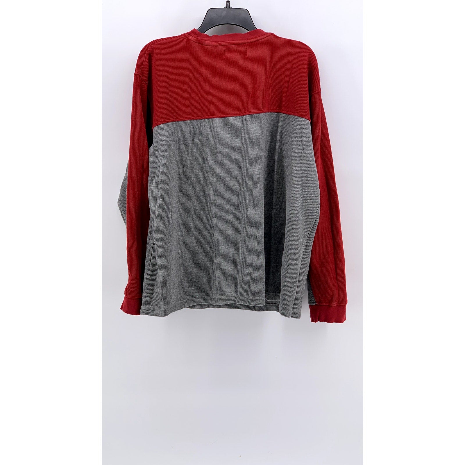 POINT ZERO Men's Red-Gray Vintage Crewneck Knit Color Block Sweatshirt SZ M