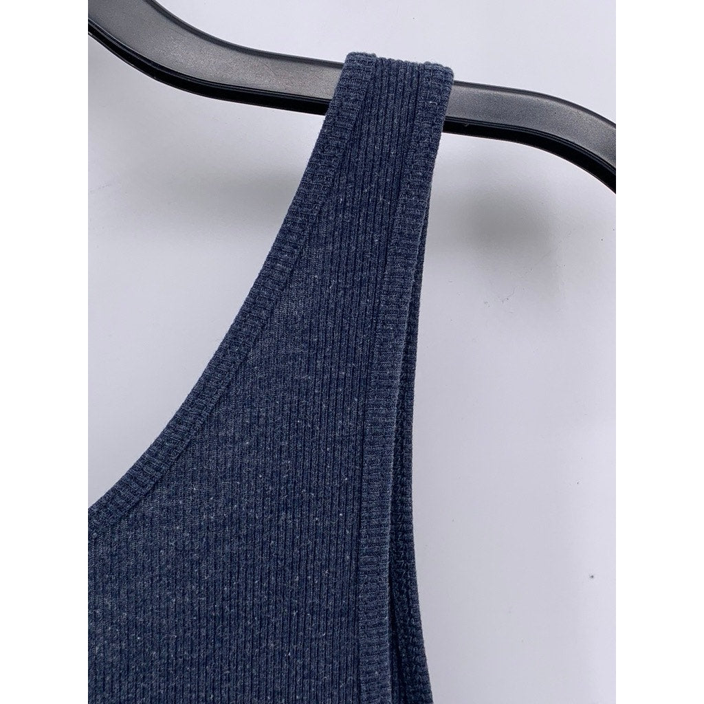 DIVIDED By H&M Women's Navy Ribbed Scoop-Neck Bodycon Midi Dress SZ L