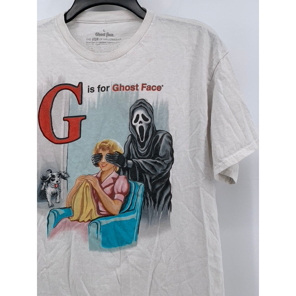 GHOST FACE Men's White Vintage Graphic Short Sleeve T-Shirt SZ L