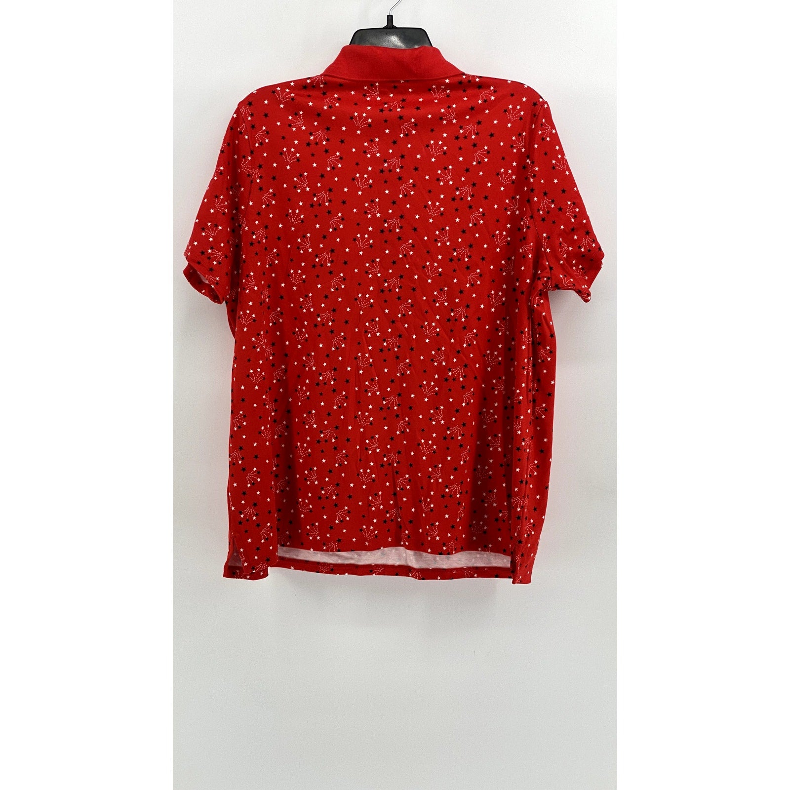 LANDS' END Women's Plus Red Printed Short Sleeve Polo Top SZ 1X