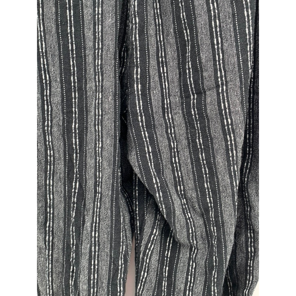 BRIGGS Women's Black Striped Straight Leg Pants SZ L