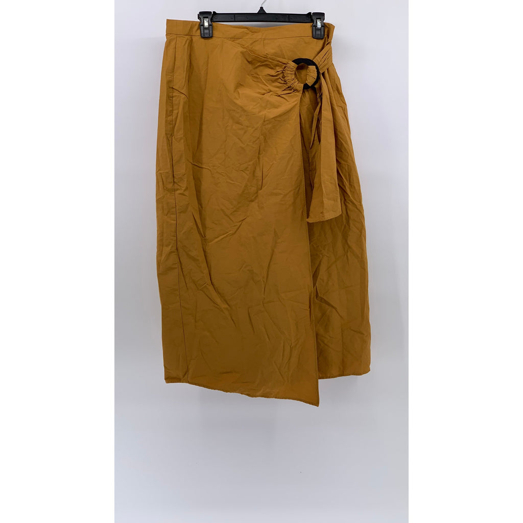 MNG SUIT Women's Mustard Yellow Large Ring Wrap Midi Skirt SZ L