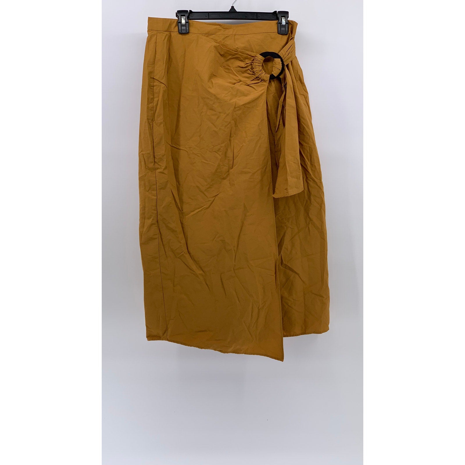 MNG SUIT Women's Mustard Yellow Large Ring Wrap Midi Skirt SZ L