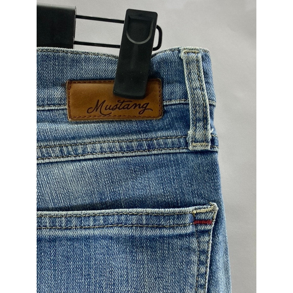 MUSTANG Women's Light Wash Blue Denim Girls Oregon Straight-Leg Jean SZ 27/30