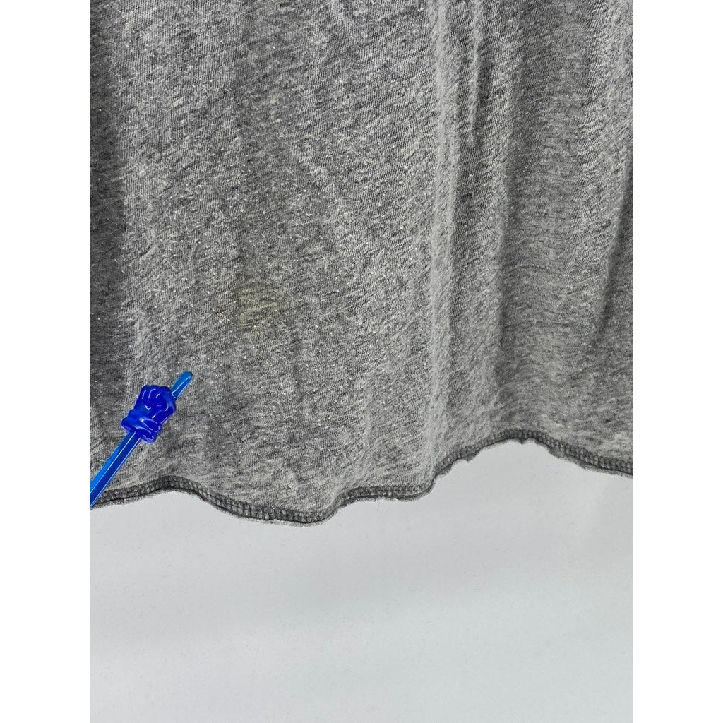 H&M Women's Gray Cotton-Linen Scoop-Neck Relaxed Fit Long Sleeve Casual Top SZXL