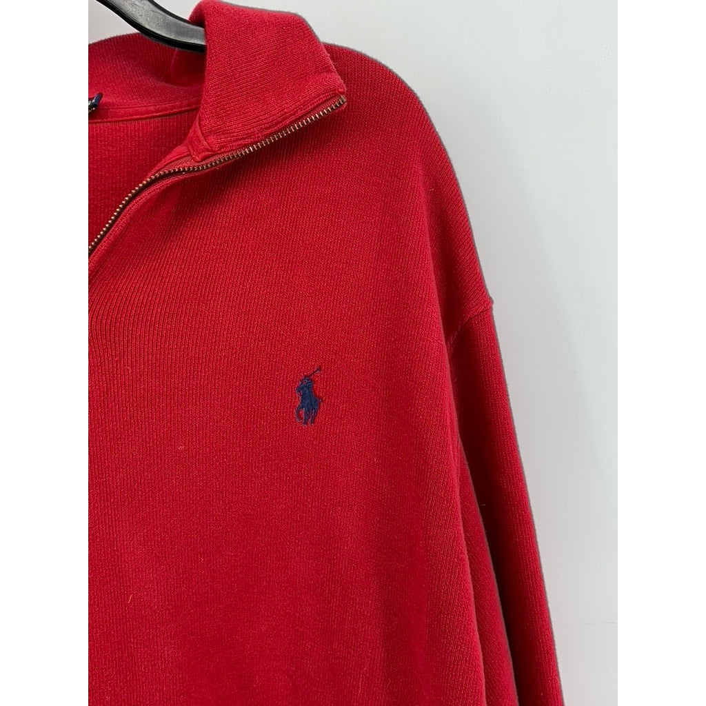 POLO RALPH LAUREN Men's Red Quarter-Zip Pullover Sweater SZ L