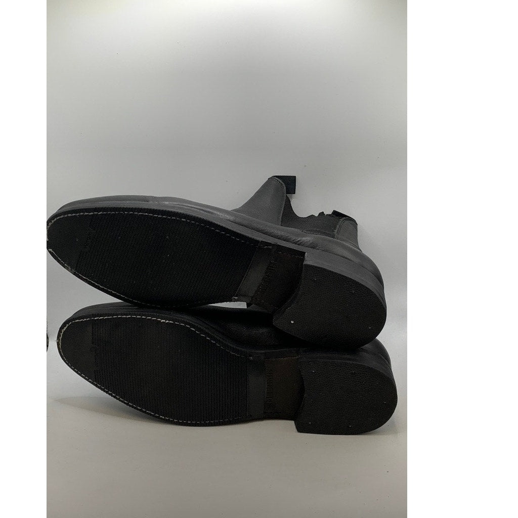 MEERMIN Men's Black Leather Slip-On Chelsea Boots SZ 9.5