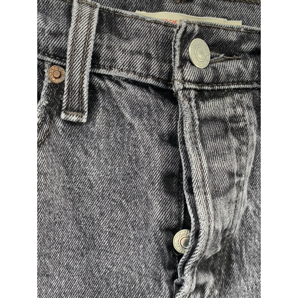 LEVI'S Women's Black Denim Wedgie Straight Frayed Button-Fly Jeans SZ 25