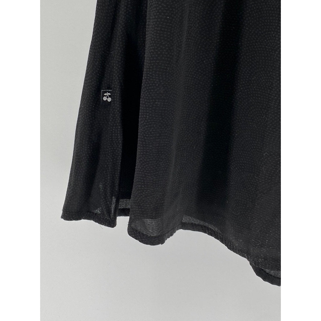LE TEMPS DE CERISES Women's Black V-Neck Long Sleeve Elastic-Waist Dress SZ S