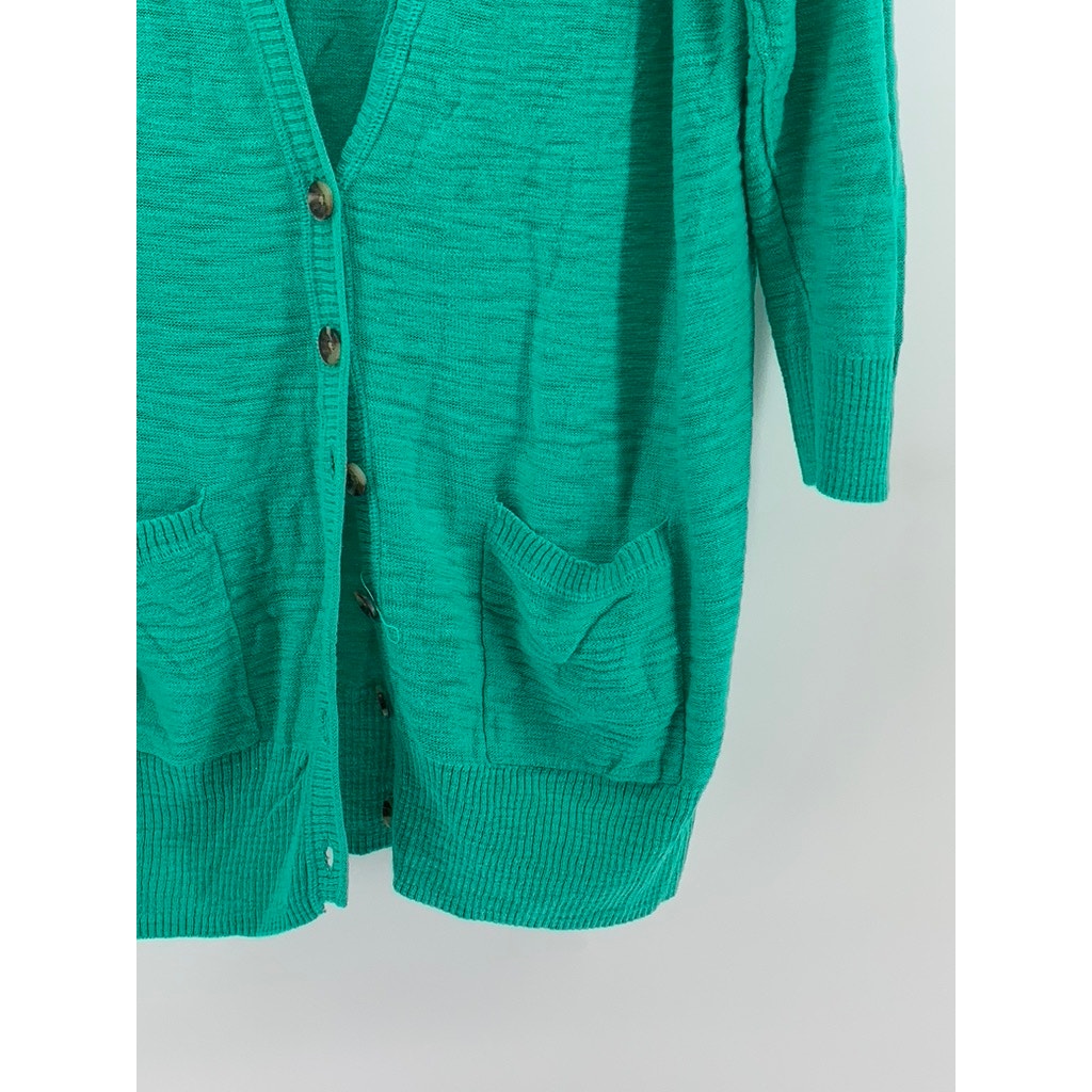 MOSSIMO SUPPLY CO Women's Green V-Neck Button-Up Cardigan SZ 2XL