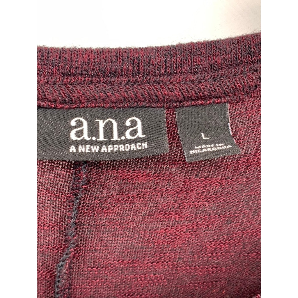 A.N.A A NEW APPROACH Women's Burgundy Snake Print Long Sleeve Top SZ L