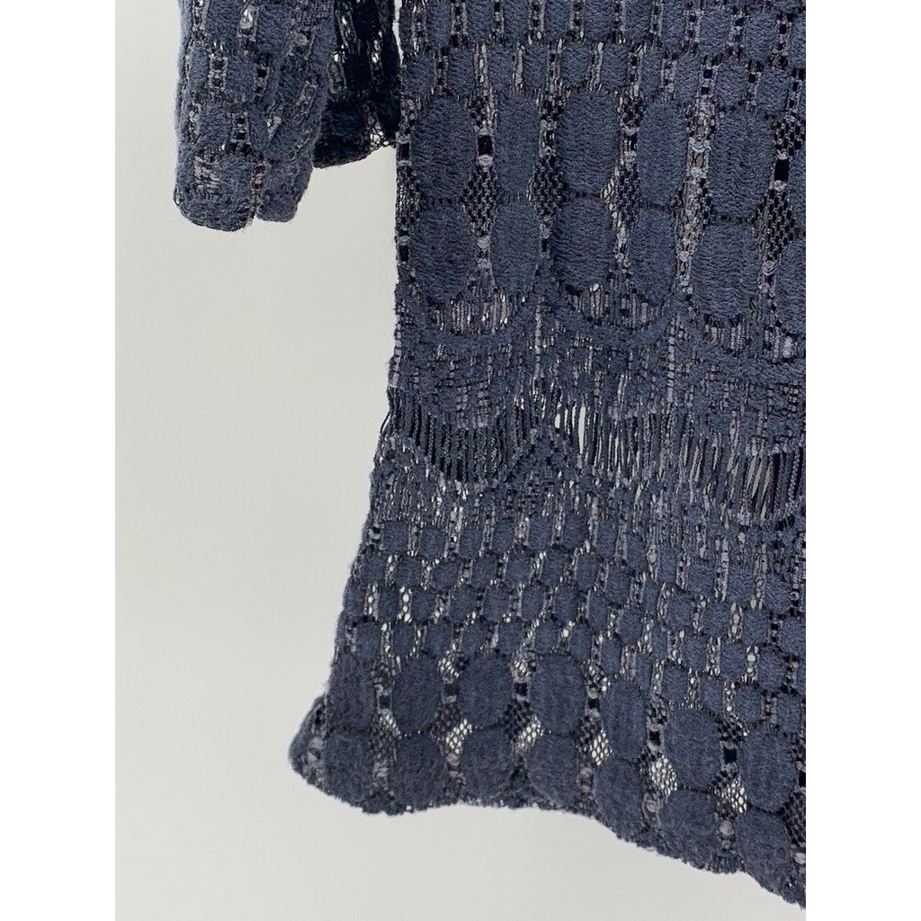 MAX JEANS Women's Navy Knit Crewneck Layered Top SZ XS