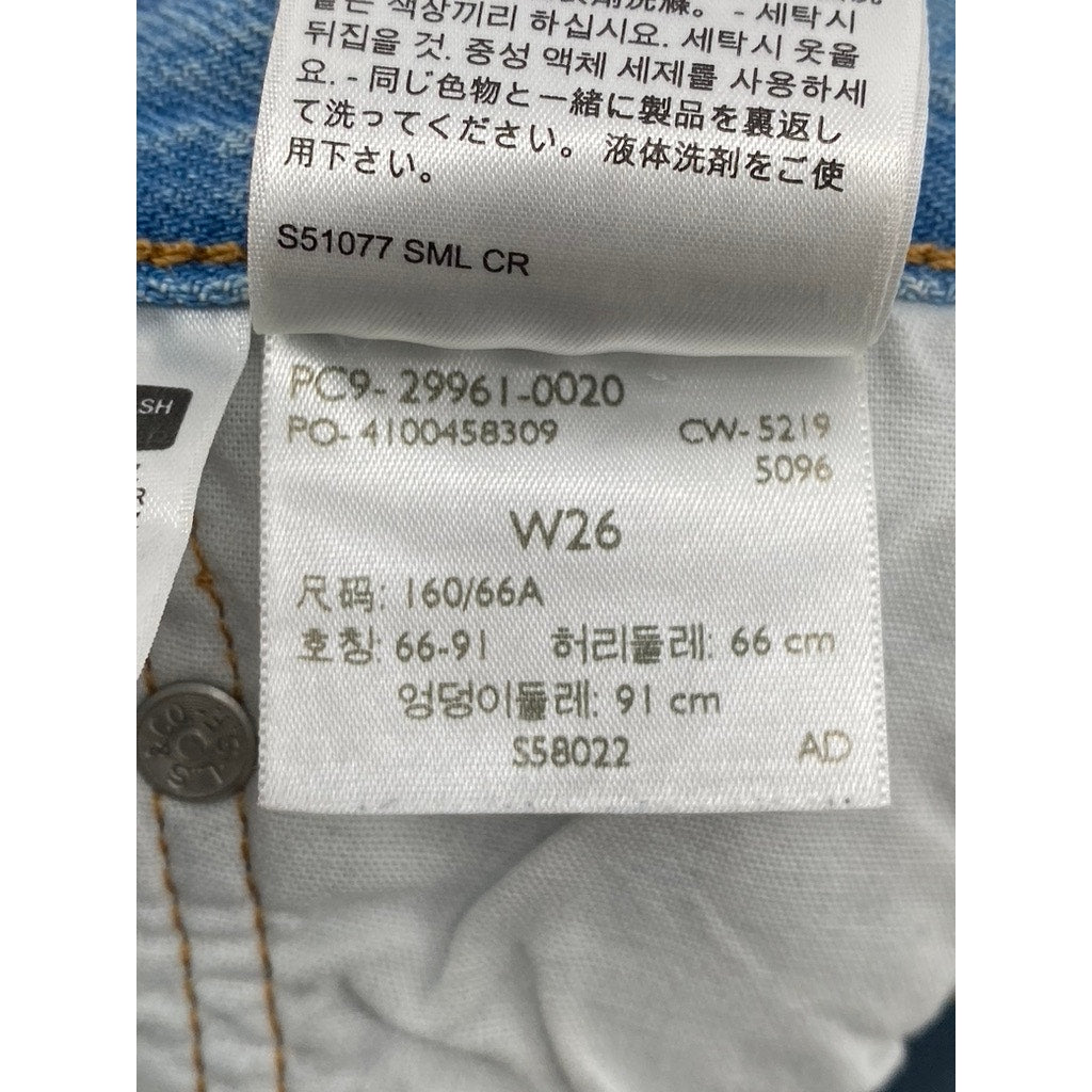 LEVI'S Women's Light Wash Blue Distressed 501 Denim Cutoff Shorts SZ 26