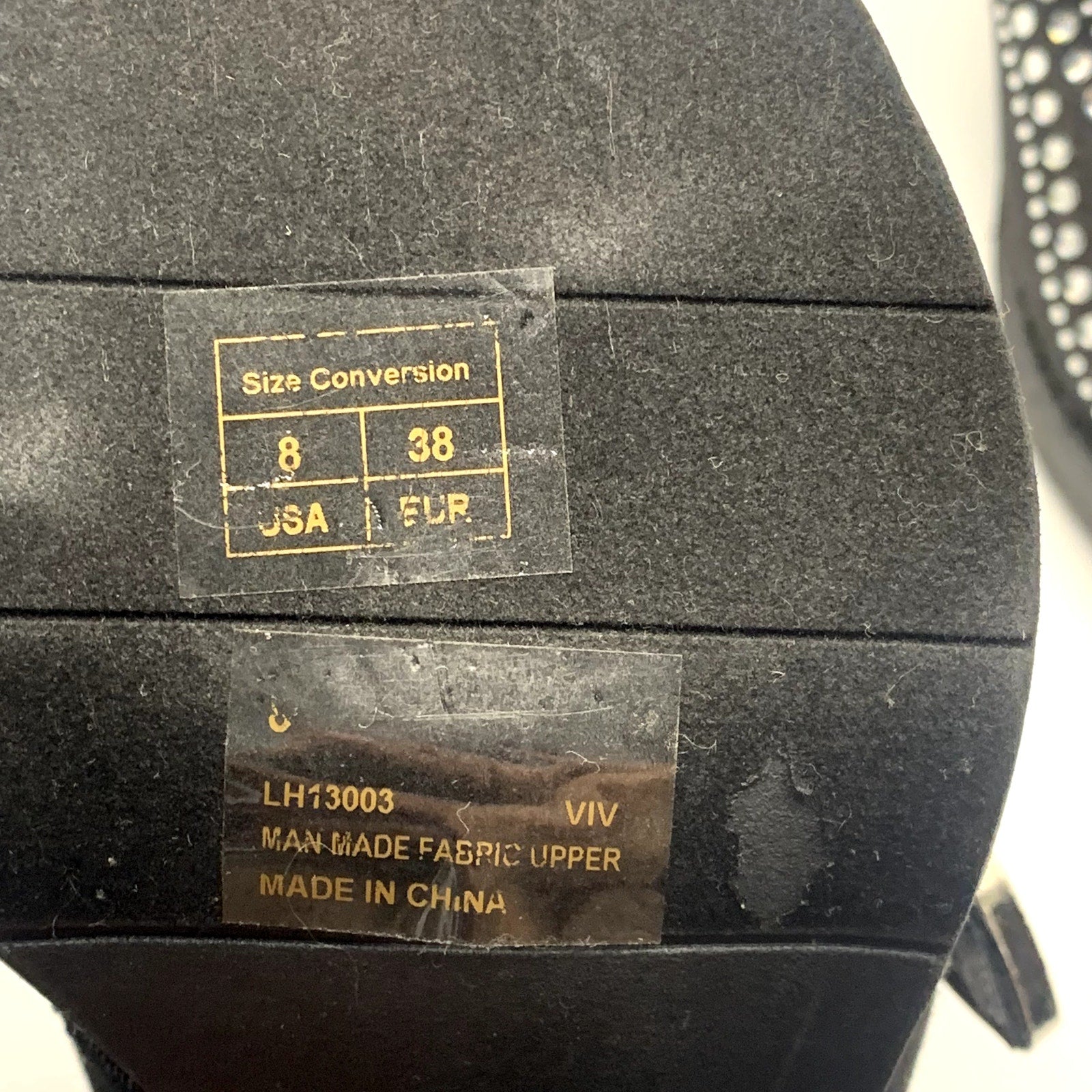 CAPE ROBBIN Women's Black Viv Rhinestone Denim Buckle Pointed-Toe Heels SZ 8