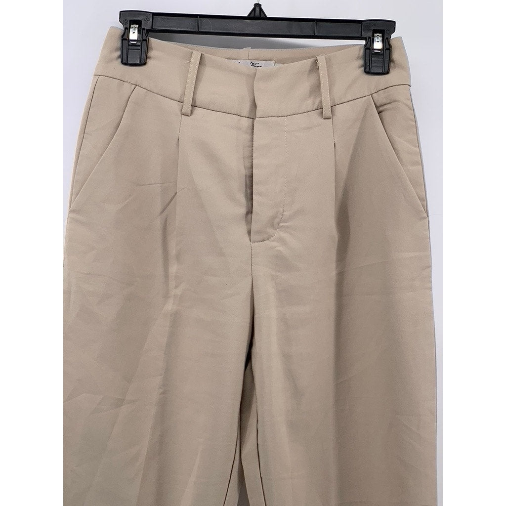 LUCY WANG Women's Beige Solid High-Rise Slim-Leg Pant SZ XS