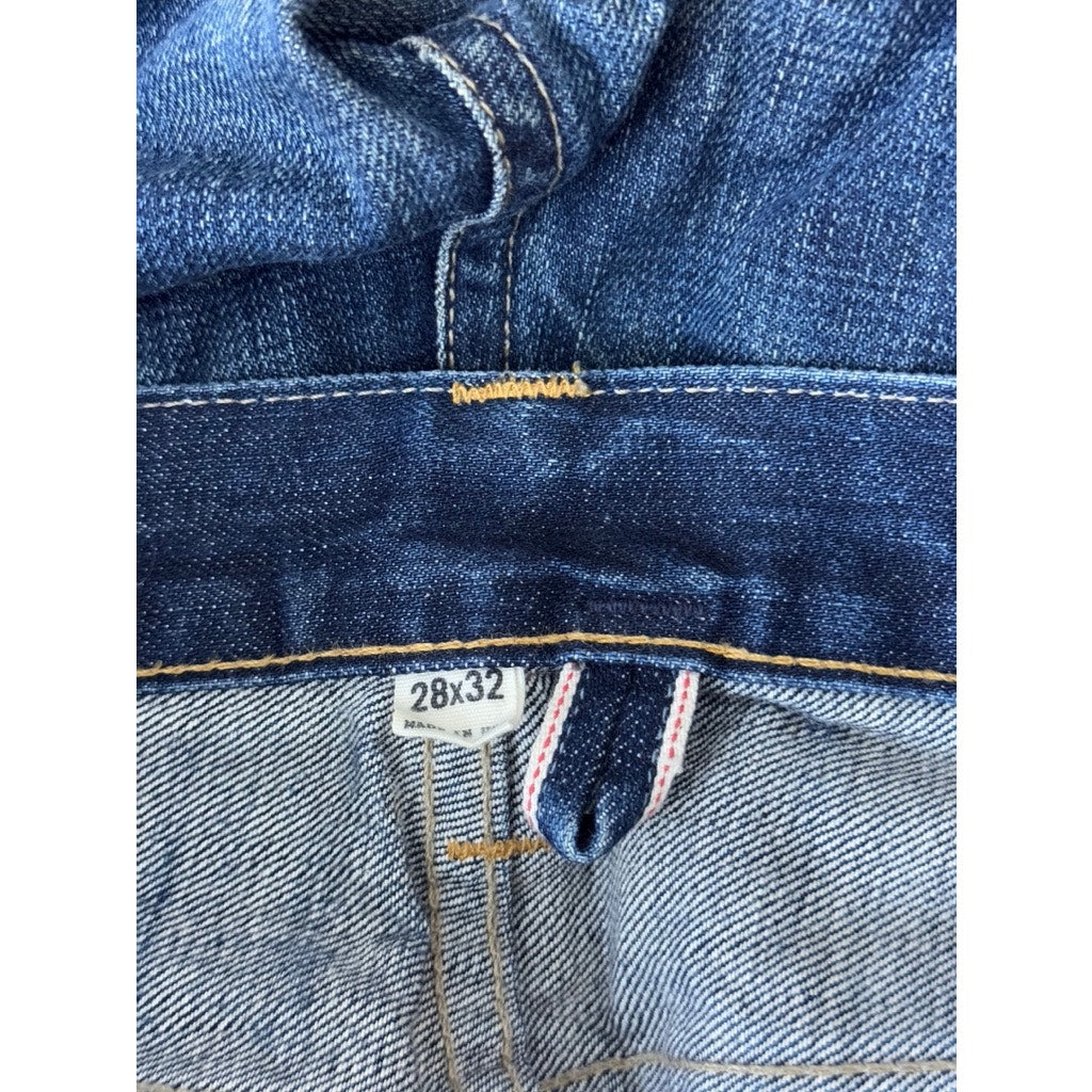 TODD SNYDER Men's Blue White Oak Cone Denim Slim-Fit Selvedge Jeans SZ 28X32