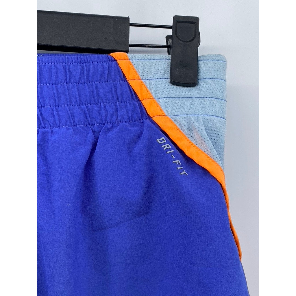 NIKE Women’s Blue-Orange Elastic Waist Dri-Fit Running Shorts SZ XS